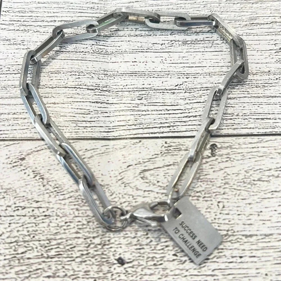 Stainless Steel Paper Clip Link Bracelet Charm Dangle 8.5” - Picture 1 of 5